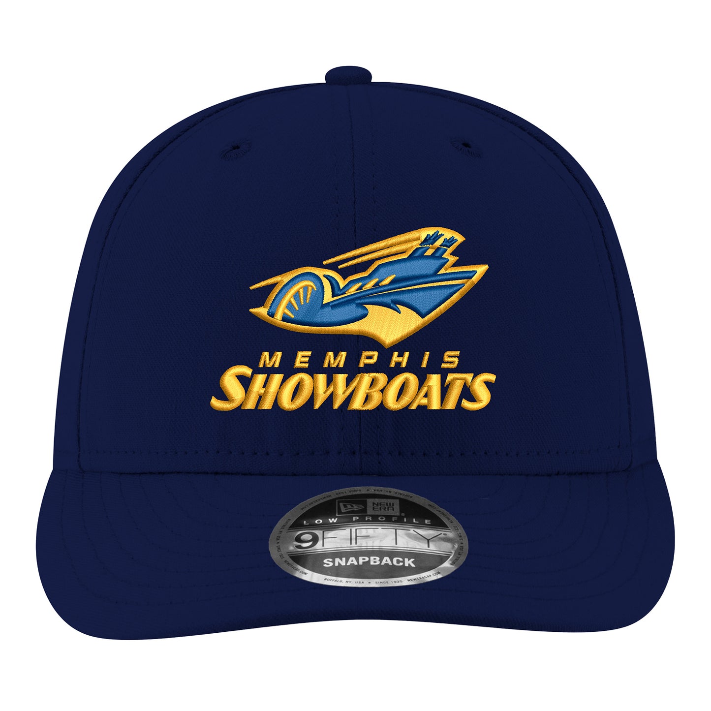 New Era Memphis Showboats Low Profile 9FIFTY Snapback Hat In Blue - Front View