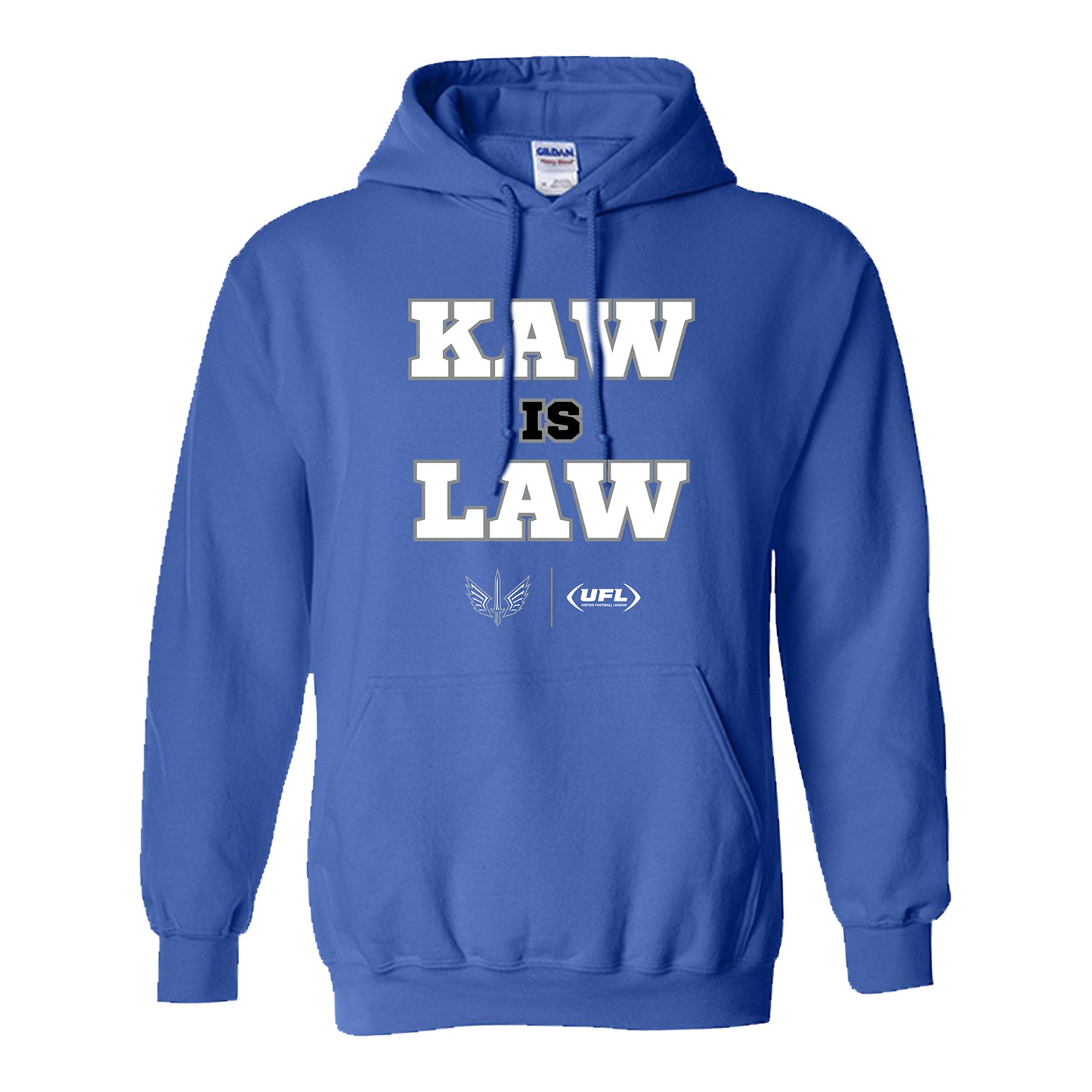 St. Louis Battlehawks Kaw is the Law Sweatshirt In Blue - Front View
