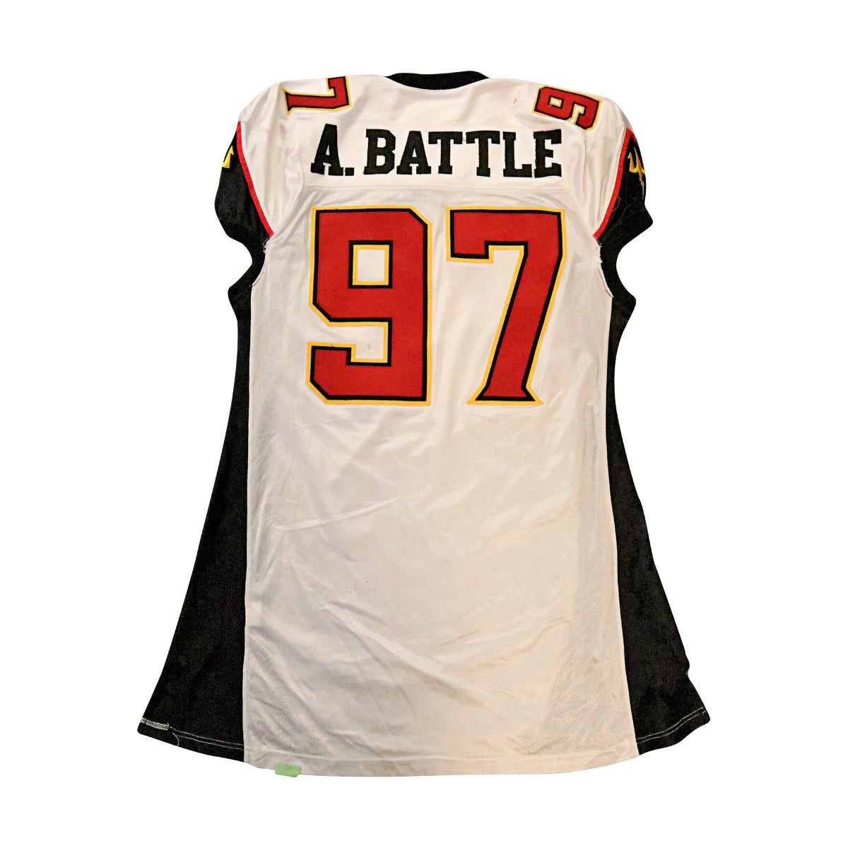Terry Battle San Francisco Demons 2001 Game Used Away Jersey Size 56 +2 In White - Back View
