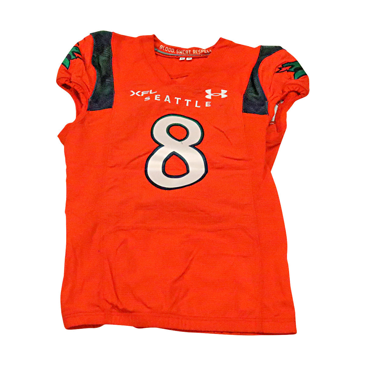 Tre Walker Seattle Sea Dragons 2023 Game Issued Home Jersey Size 44 In Orange - Front View