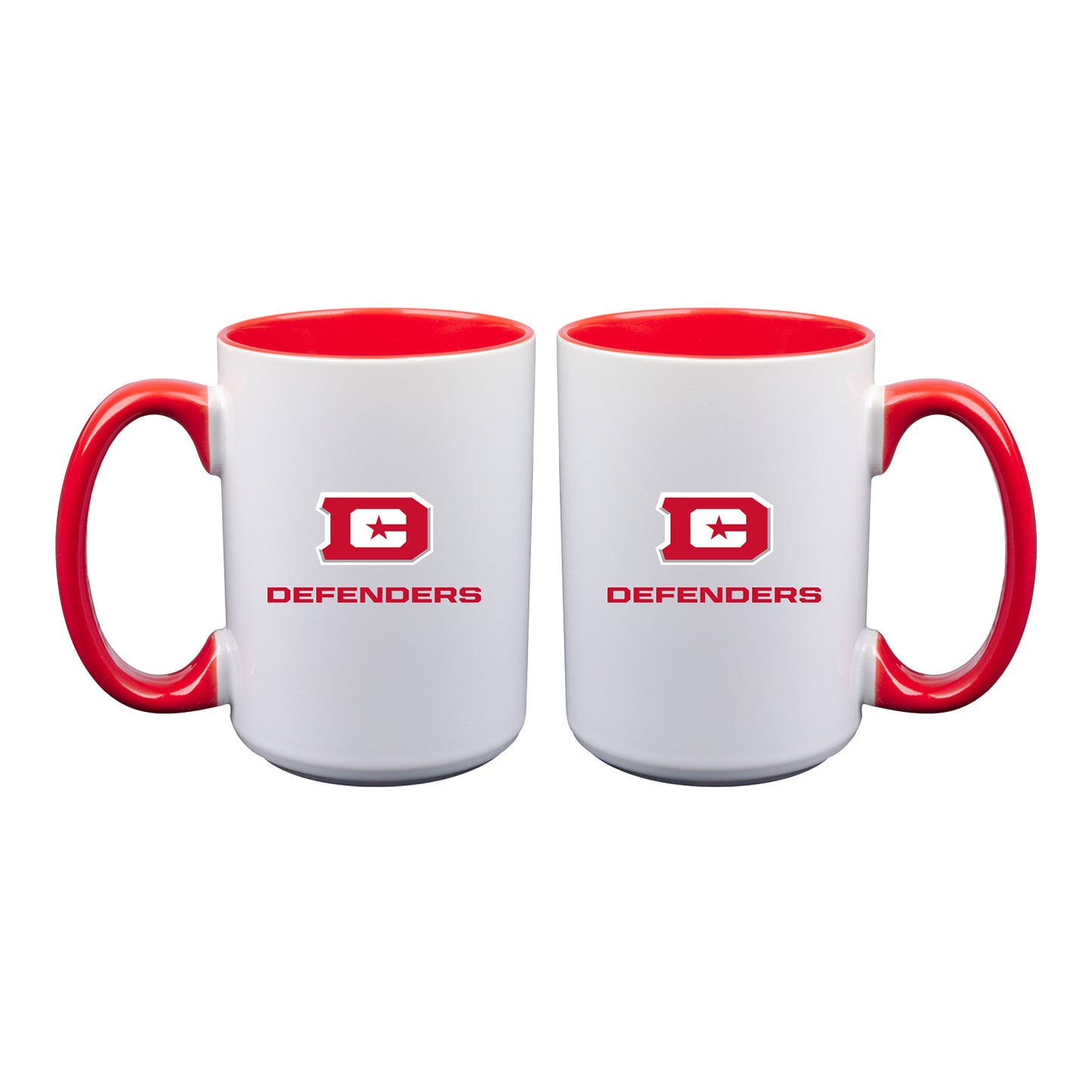 D.C. Defenders Bundle - 15 Oz. Mug & Mini Football In White & Red - Mug Combined Sides View