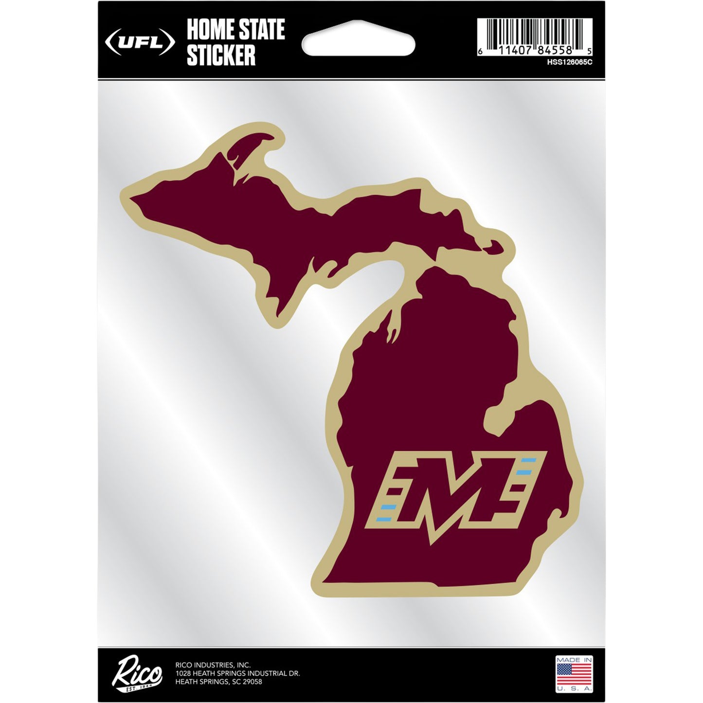 Michigan Panthers State Decal In Red - Front View