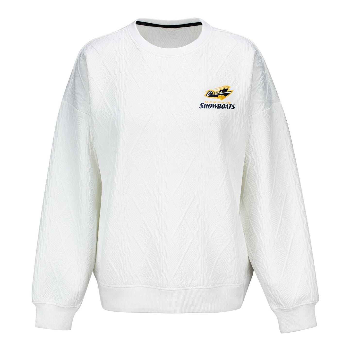 Women's MSX by Michael Strahan Memphis Showboats Crewneck In White - Front View