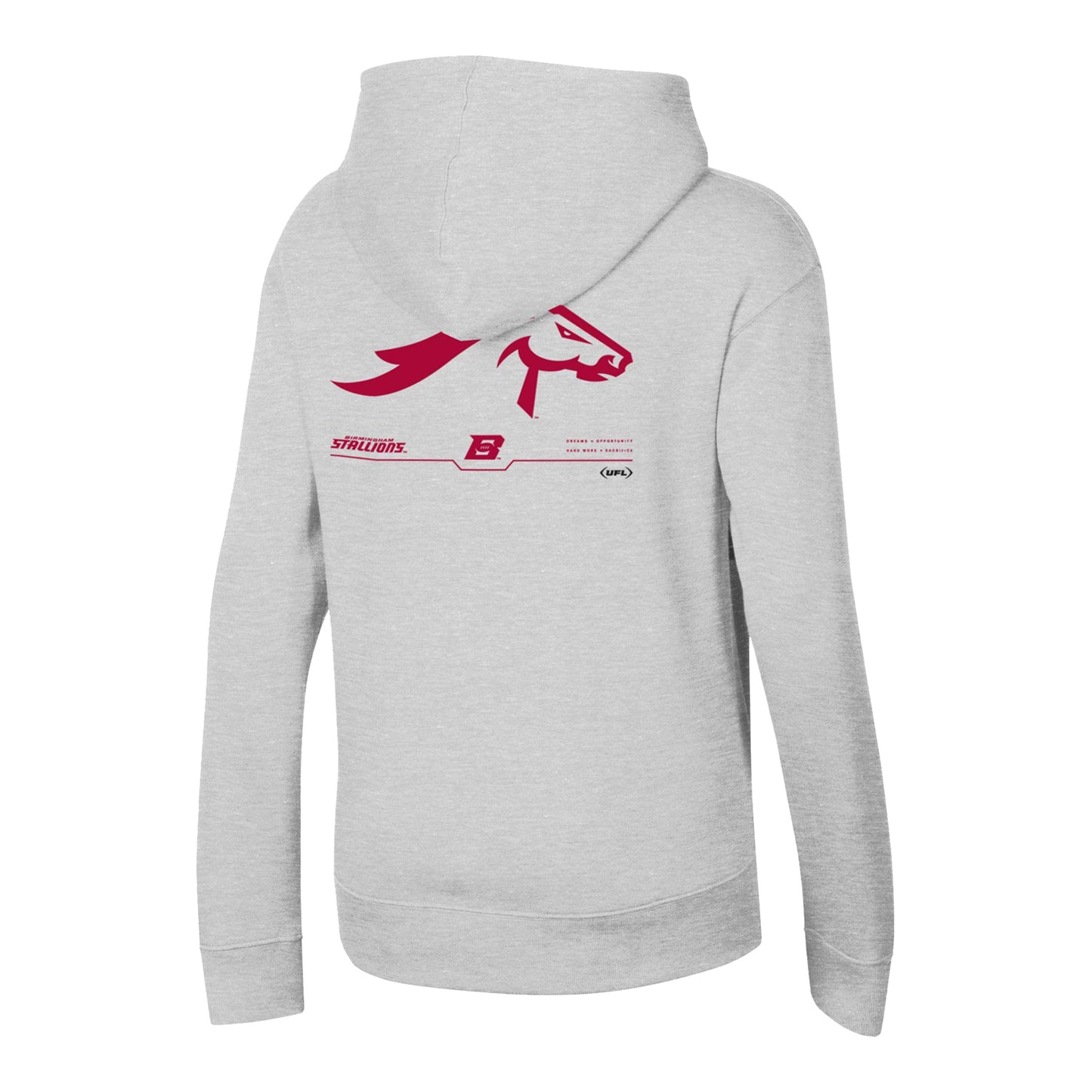 Under Armour Birmingham Stallions Women's Rival Fleece Sweatshirt In Grey - Back View