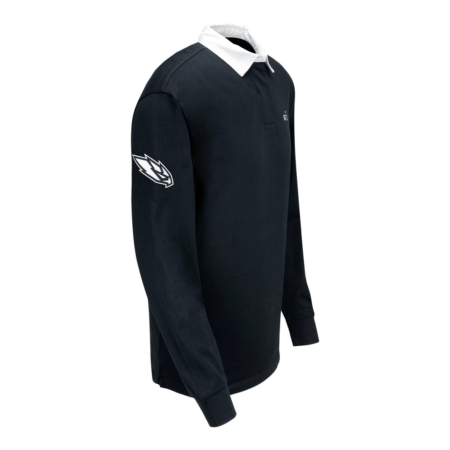 St. Louis Battlehawks Striped Rugby Polo In Black - Right Side View