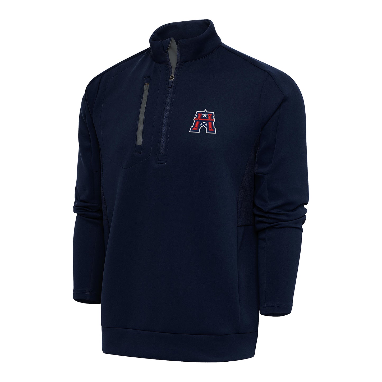Antigua Houston Roughnecks Generation 1/4 Zip Pullover In Black - Front View