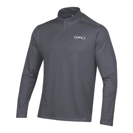 UFL League Logo Men's Golf 1/4 Zip Jacket In Grey - Front View