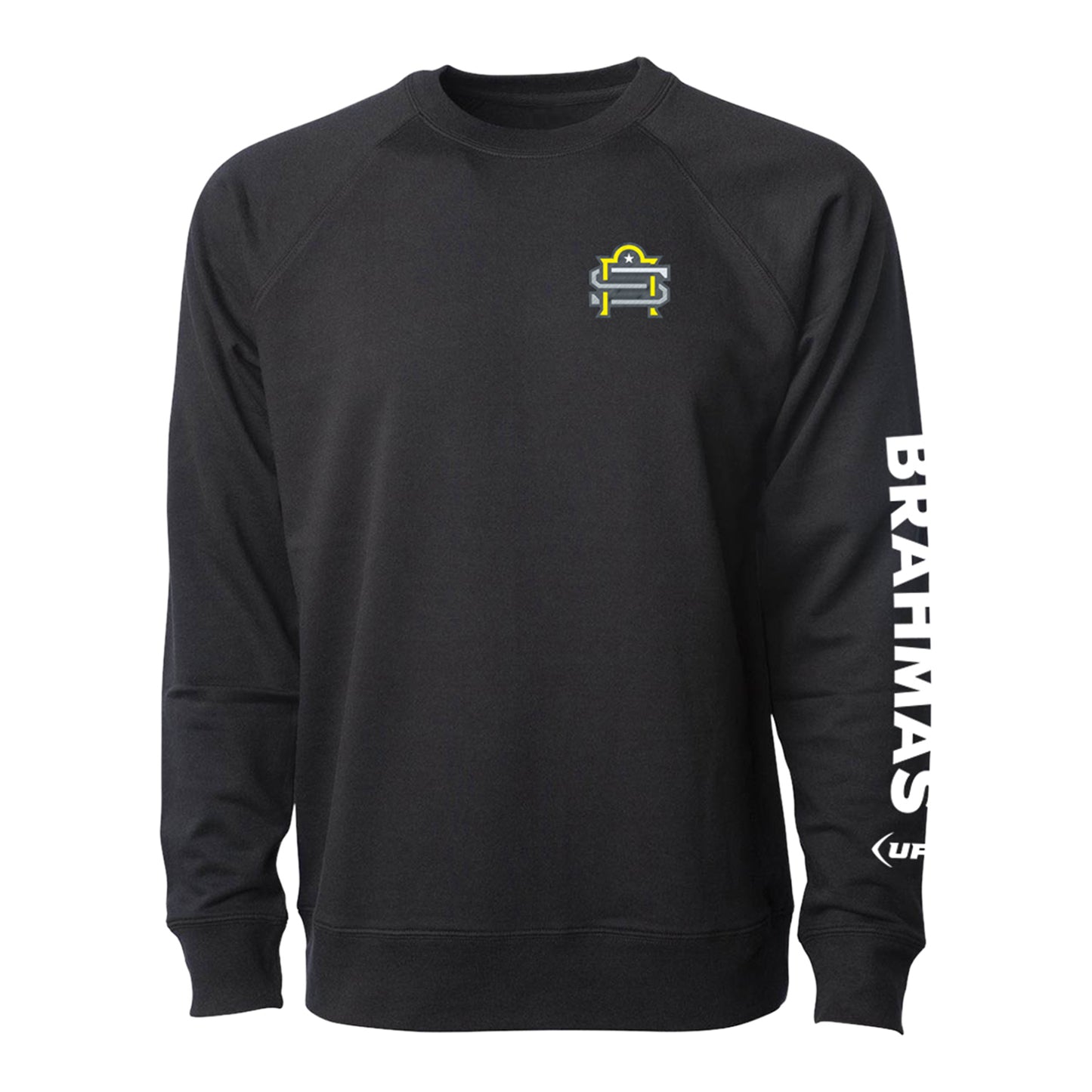 San Antonio Brahmas Embroidered Crewneck In Black - Front View