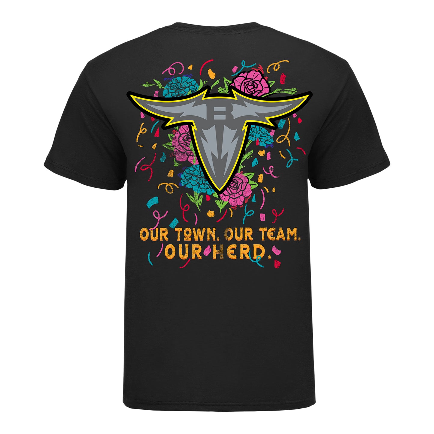 San Antonio Brahmas Fiesta Men's T-Shirt In Black - Back View