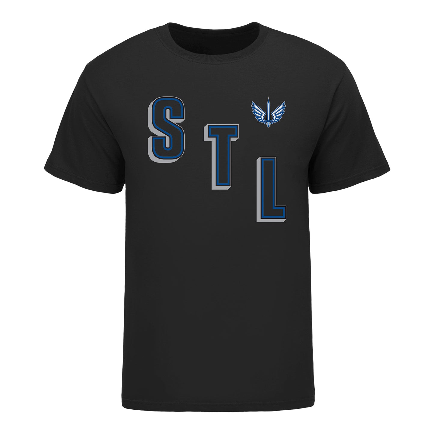 St Louis Battlehawks STL Diagonal Men's T-Shirt In Black - Front View
