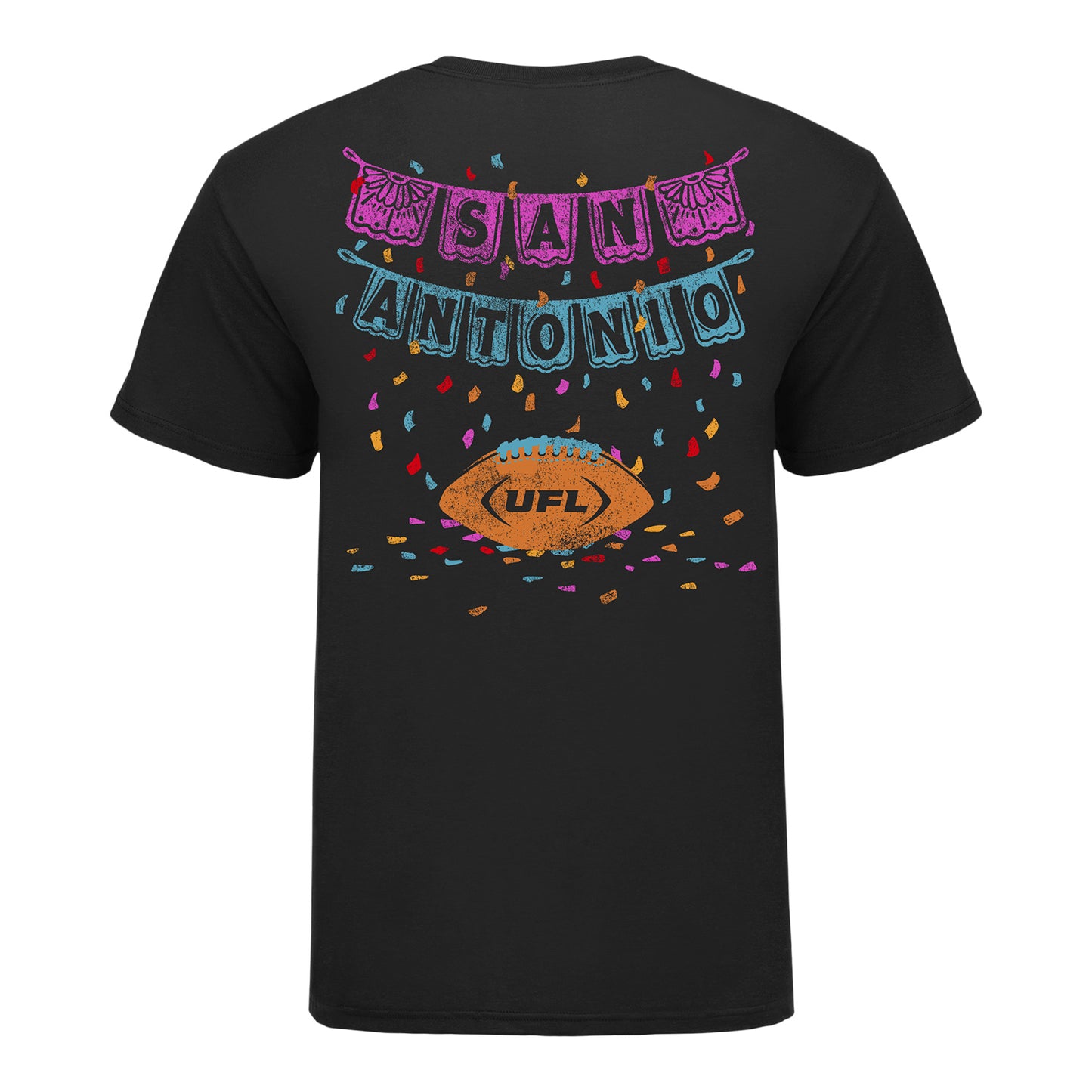 San Antonio Brahmas Papel Picado Men's T-Shirt In Black - Back View