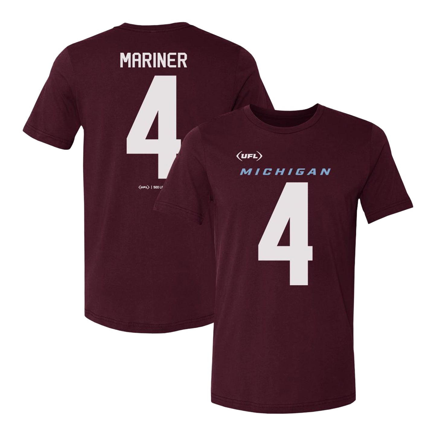 Michigan Panthers Siaosi Mariner #4 Player T-shirt In Red - Front & Back View