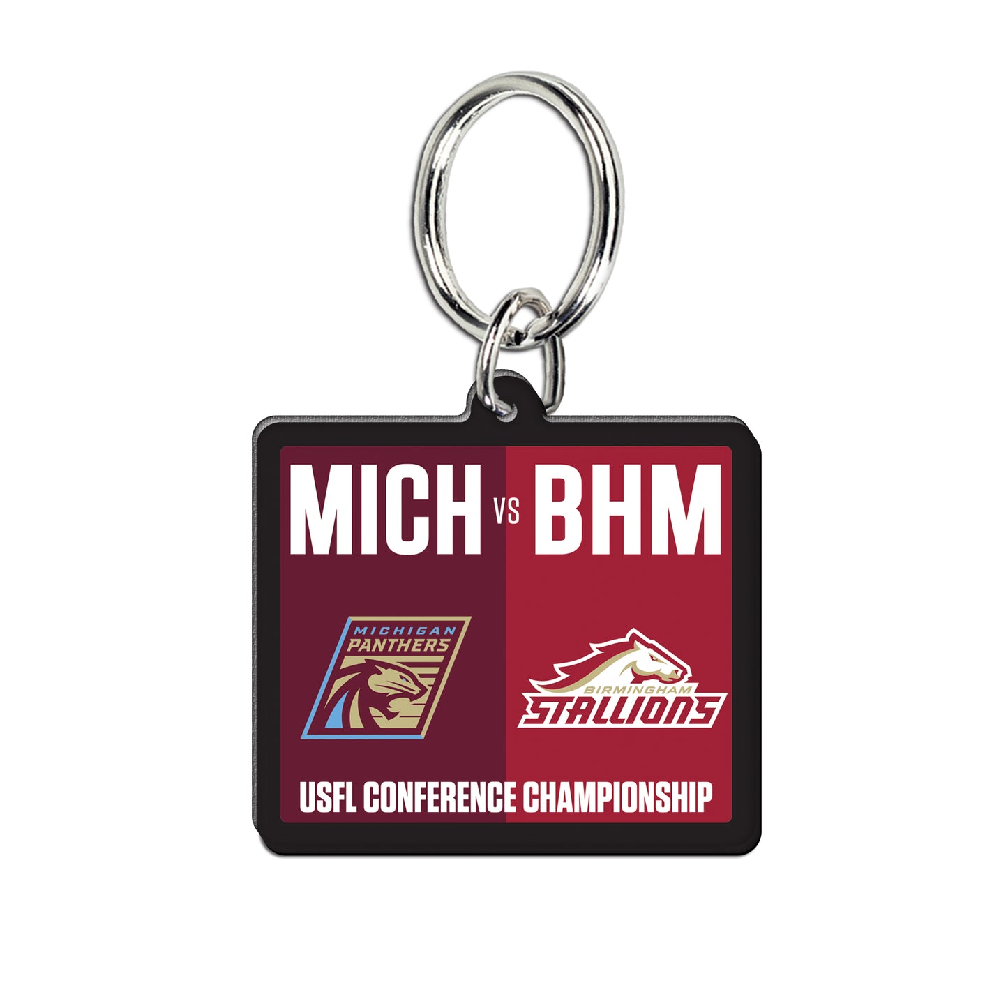 UFL - USFL Conference Matchup Keychain In Red - Front View