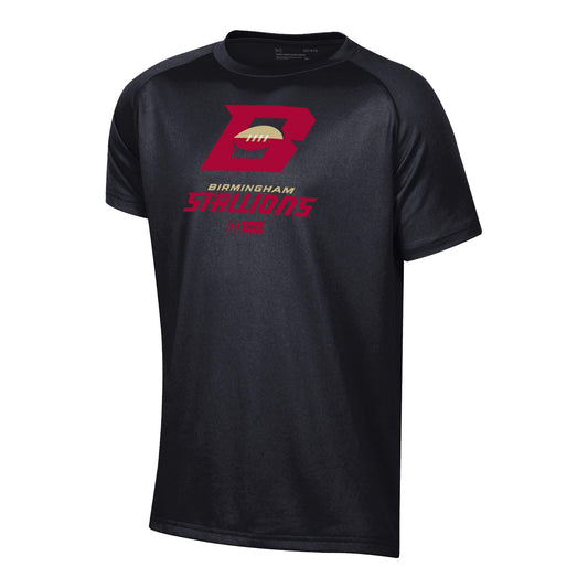 Under Armour Birmingham Stallions Youth Tech T-Shirt In Black - Front View