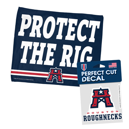 Houston Roughnecks Bundle - Rally Towel & Decal Combined Front View