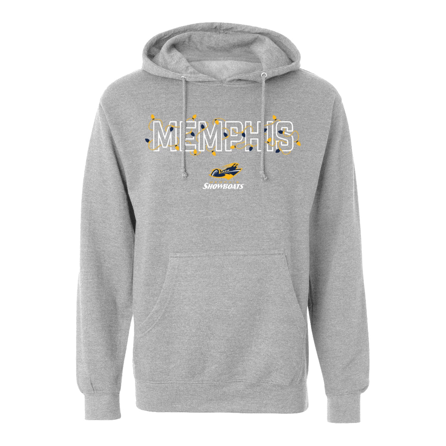 Memphis Showboats Christmas Lights Hoodie In Grey - Front View