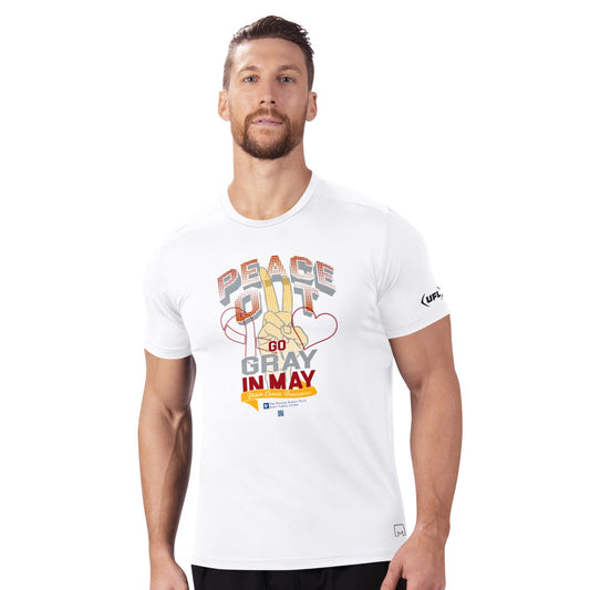 UFL MSX by Michael Strahan Go Gray in May Awareness T-Shirt On Model - Front View
