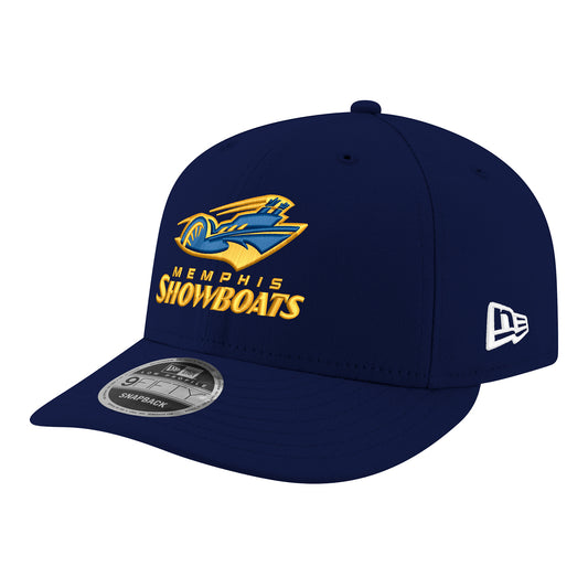 New Era Memphis Showboats Low Profile 9FIFTY Snapback Hat In Blue - Angled Left Side View