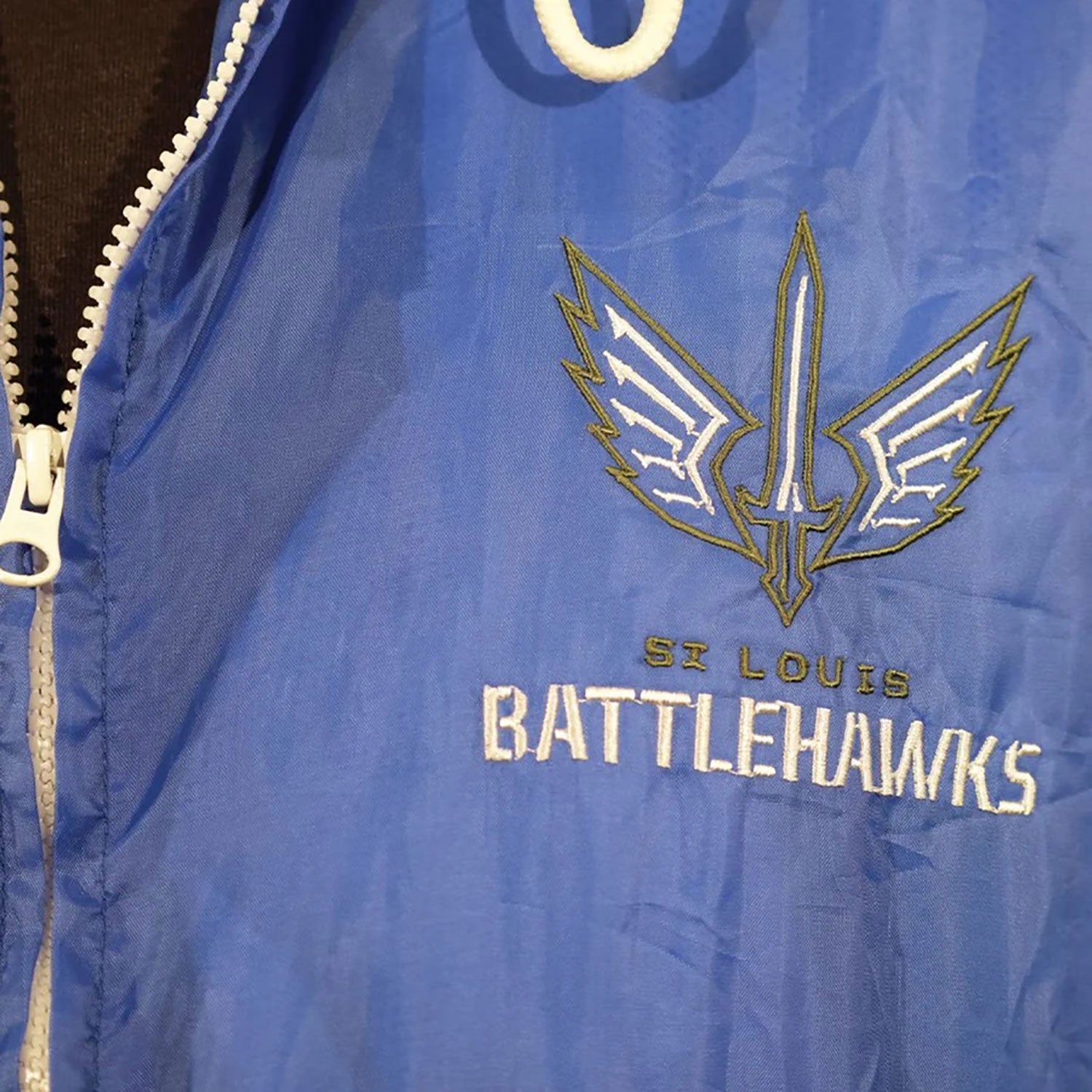Official League St. Louis Battlehawks Full Zip Windbreaker Jacket In Blue - Logo