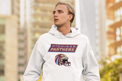 Michigan Panthers White Hoodie On Model - Front View