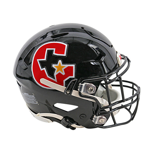 2022 USFL Season Issued Houston Gamblers Riddell Speedflex Football Helmet (Missing Chinstrap Screws) In Black - Front Right View