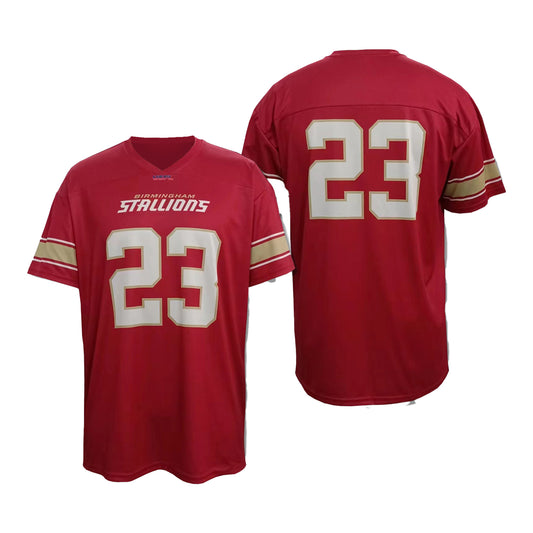 Birmingham Stallions Replica Jersey - #23 In Red - Front & Back View