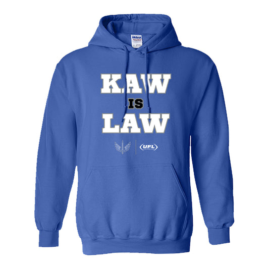 St. Louis Battlehawks Kaw is the Law Sweatshirt In Blue - Front View