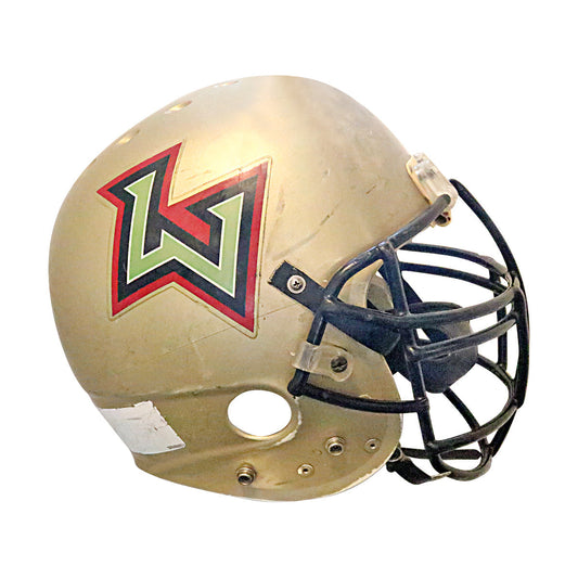Angel Rubio Las Vegas Outlaws 2001 XFL Game Used Helmet In Gold - Right View