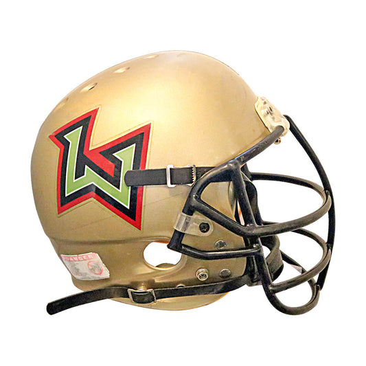 Ty Parten Las Vegas Outlaws 2001 XFL Game Used Helmet In Gold - Right View
