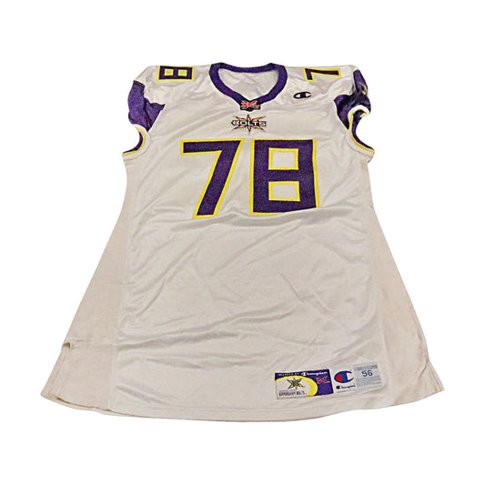 Ozell Powell Birmingham Thunderbolts 2001 Game Used Away Jersey Size 56 +2 Linemen Cut