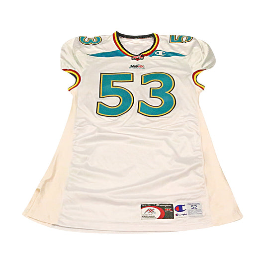 Tramont Lawless Memphis Maniax 2001 Game Used Away Jersey Size 52 +2 Linemen Cut