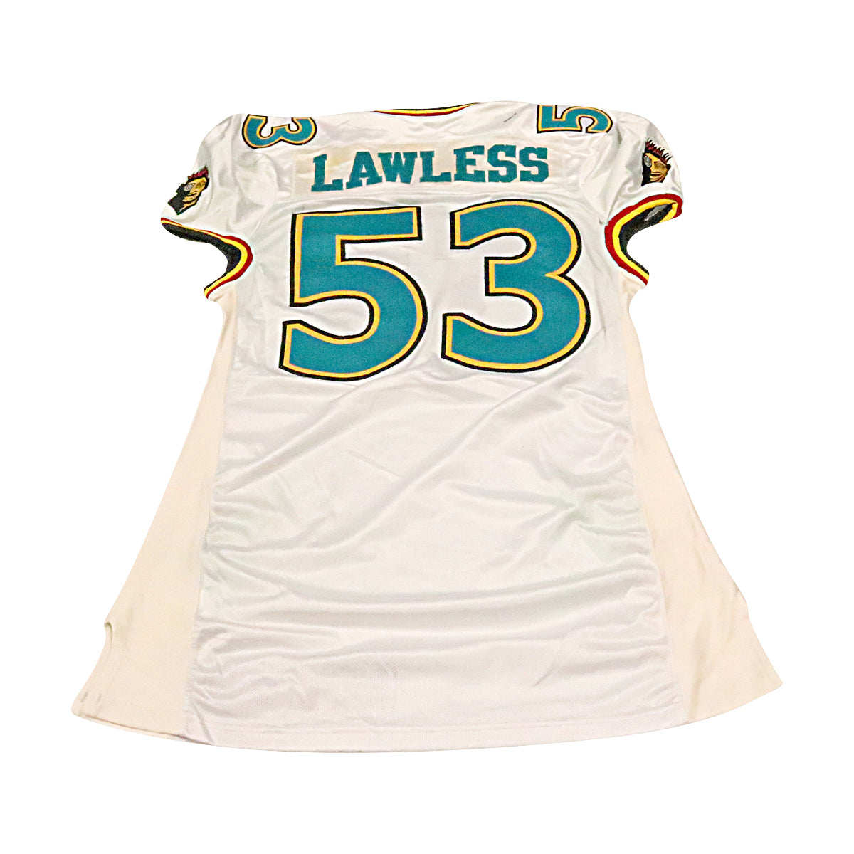 Tramont Lawless Memphis Maniax 2001 Game Used Away Jersey Size 52 +2 Linemen Cut