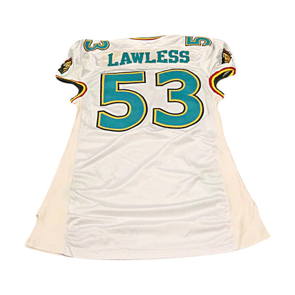 Tramont Lawless Memphis Maniax 2001 Game Used Away Jersey Size 52 +2 Linemen Cut