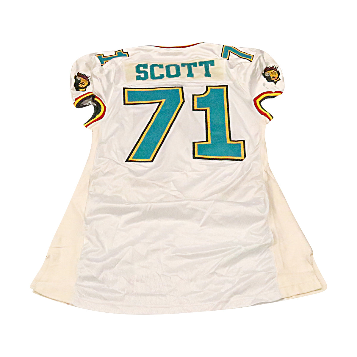 Earl Scott Memphis Maniax 2001 Game Used Away Jersey Size 52 +2 Linemen Cut