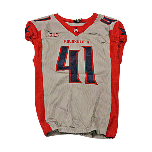Jeremiah Johnson Houston Roughnecks 2020 Game Issued Away Jersey M In Grey - Front View