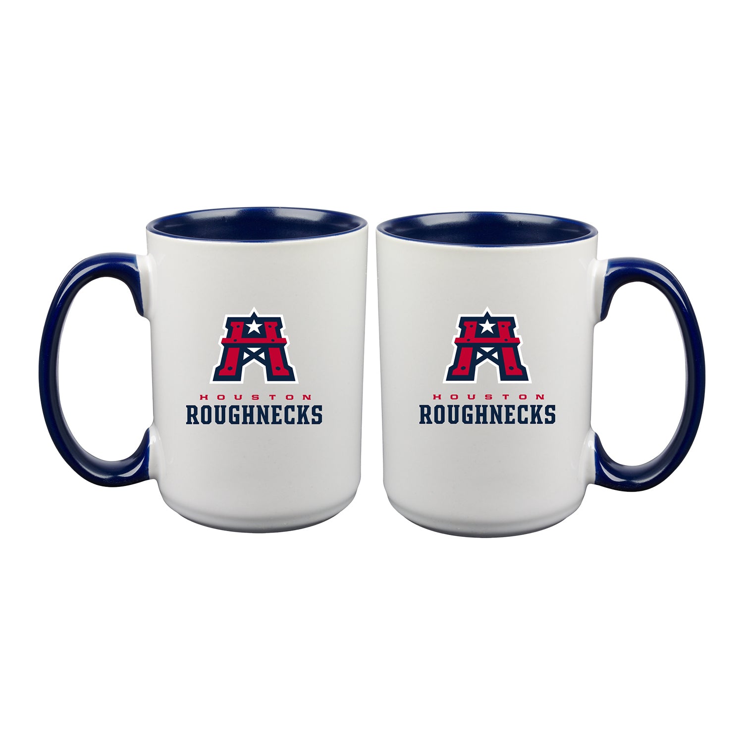 Houston Roughnecks 15 oz Coffee Mug In White - Front View