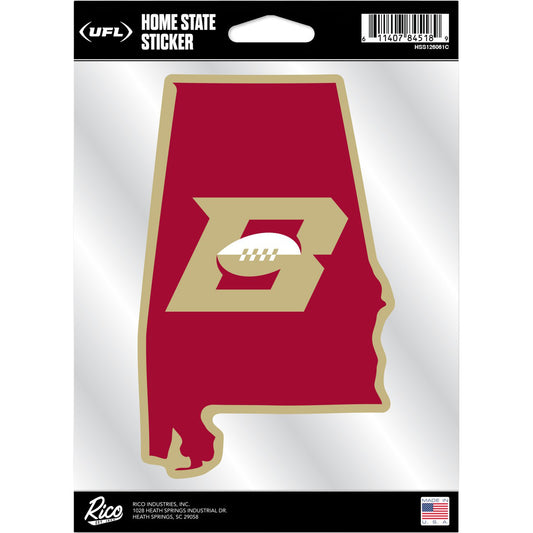 Birmingham Stallions State Decal In Red - Front View