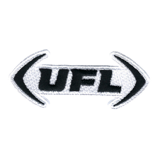 UFL League Primary Logo Patch In Black & White - Front View