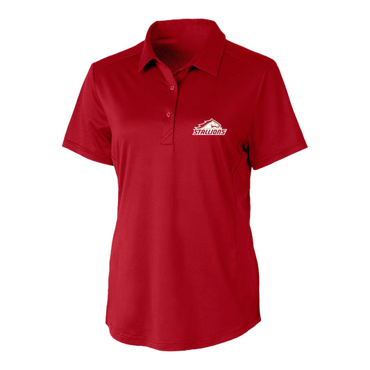 Birmingham Stallions Cutter & Buck Prospect Textured Stretch Women's Polo In Red - Front View
