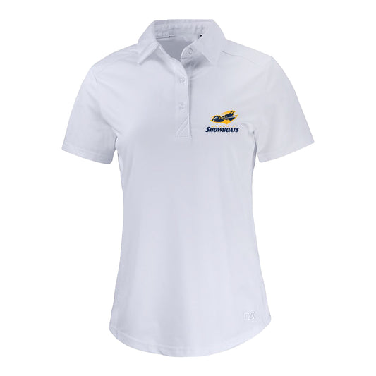 Memphis Showboats Cutter & Buck Prospect Textured Stretch Women's Polo In White - Front View