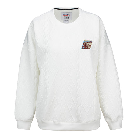 Women's MSX by Michael Strahan Michigan Panthers Crewneck In White - Front View