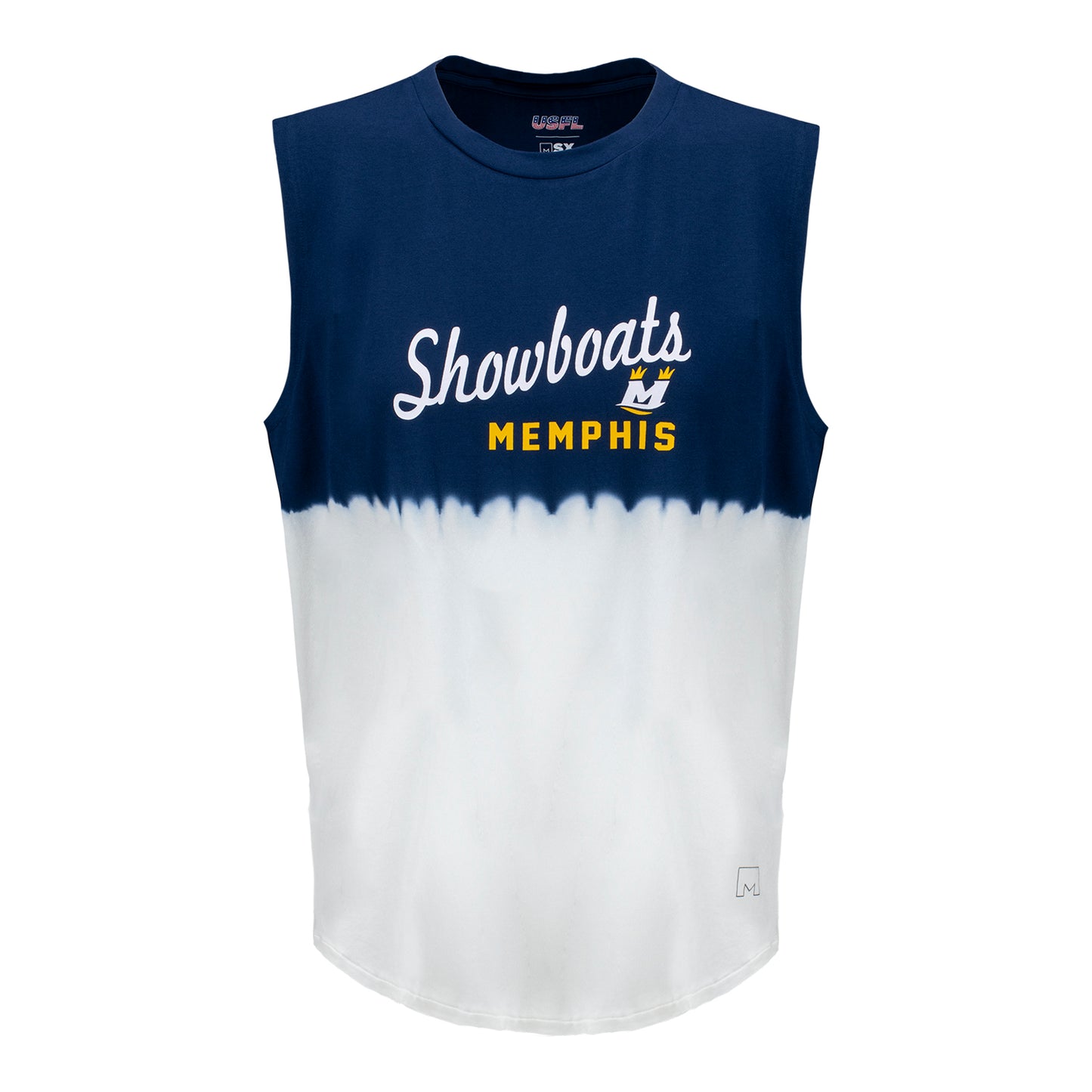 Women's MSX by Michael Strahan Memphis Showboats Tank Top In Navy & White - Front View