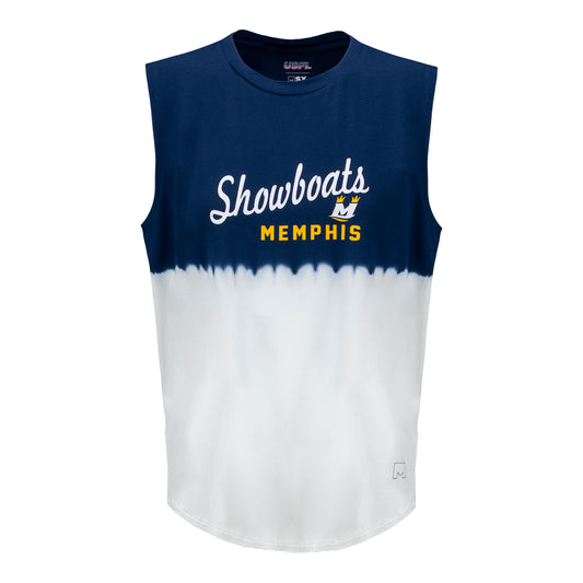 Women's MSX by Michael Strahan Memphis Showboats Tank Top In Navy & White - Front View
