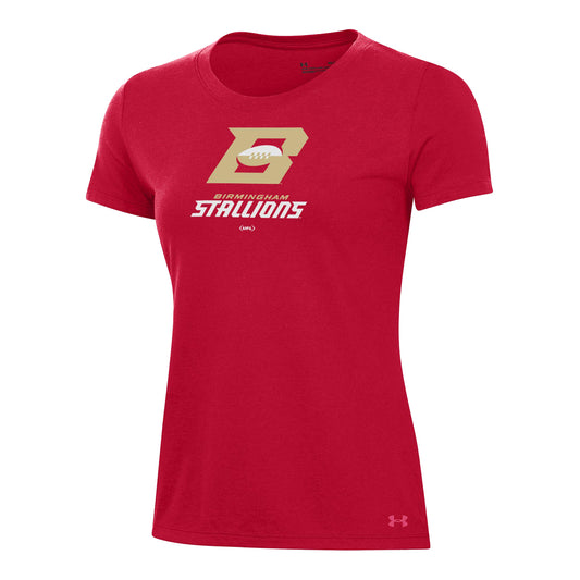 Under Armour Birmingham Stallions Women's T-Shirt In Red - Front View