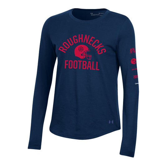 Under Armour Houston Roughnecks Women's Long Sleeve T-Shirt In Navy - Front View