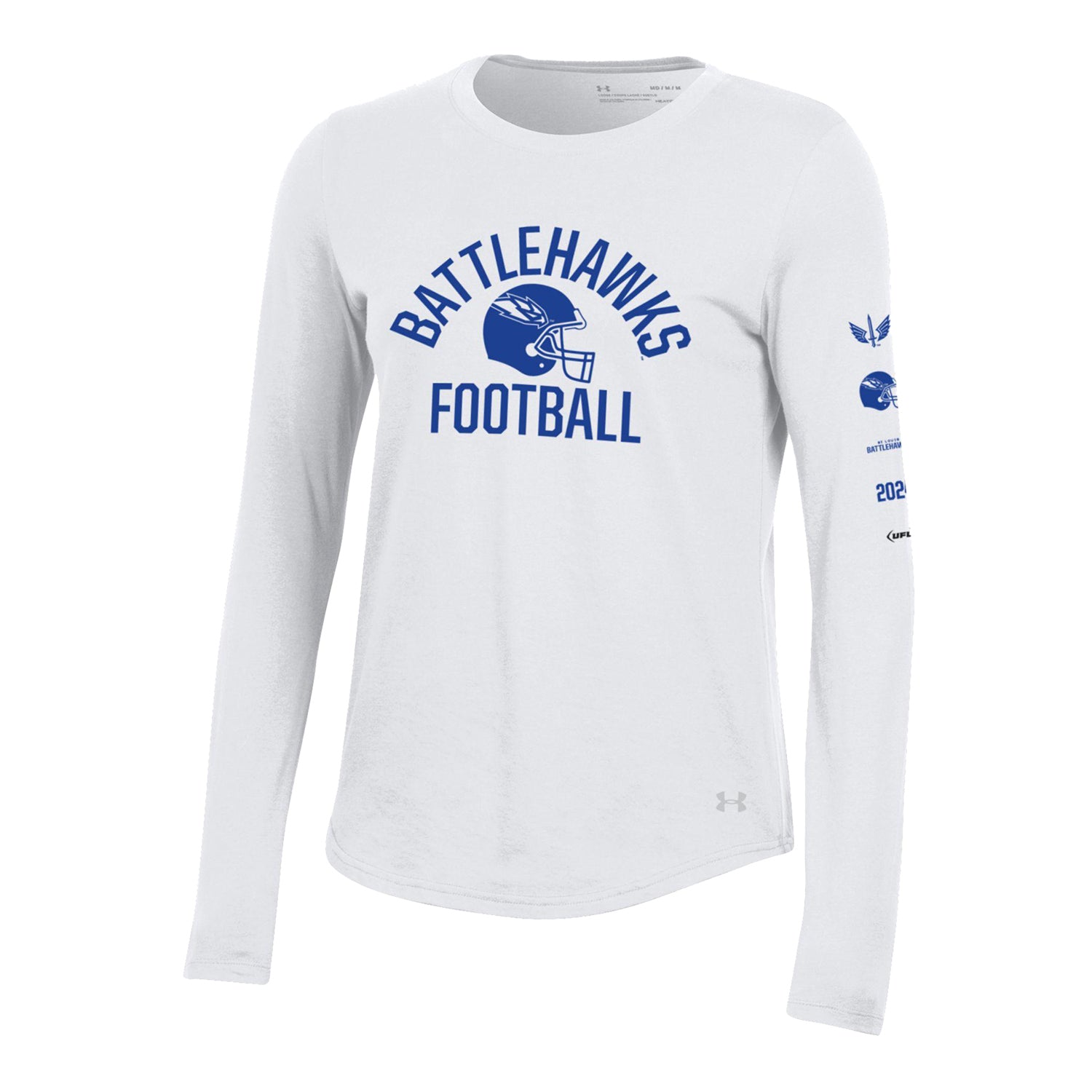 Under Armour St. Louis Battlehawks Women's Long Sleeve T-Shirt In White - Front View