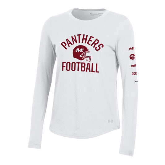 Under Armour Michigan Panthers Women's Long Sleeve T-Shirt In White - Front View