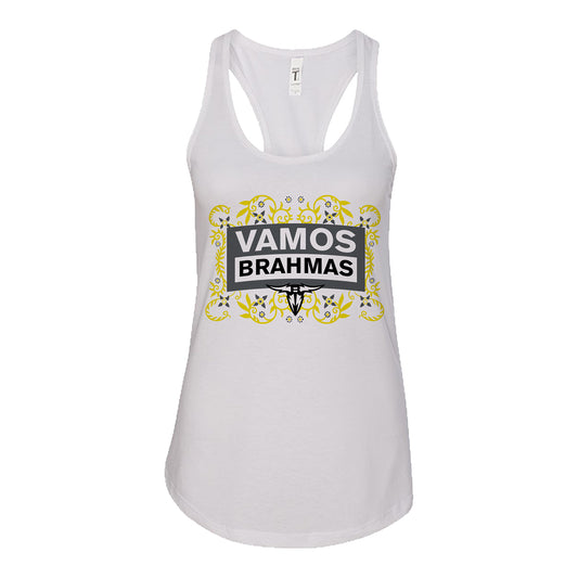 San Antonio Brahmas Vamos Women's Tank Top In White - Front View