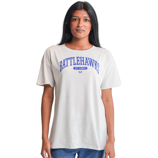 St. Louis Battlehawks Lusso Women's Oversized T-Shirt In Grey - Front View