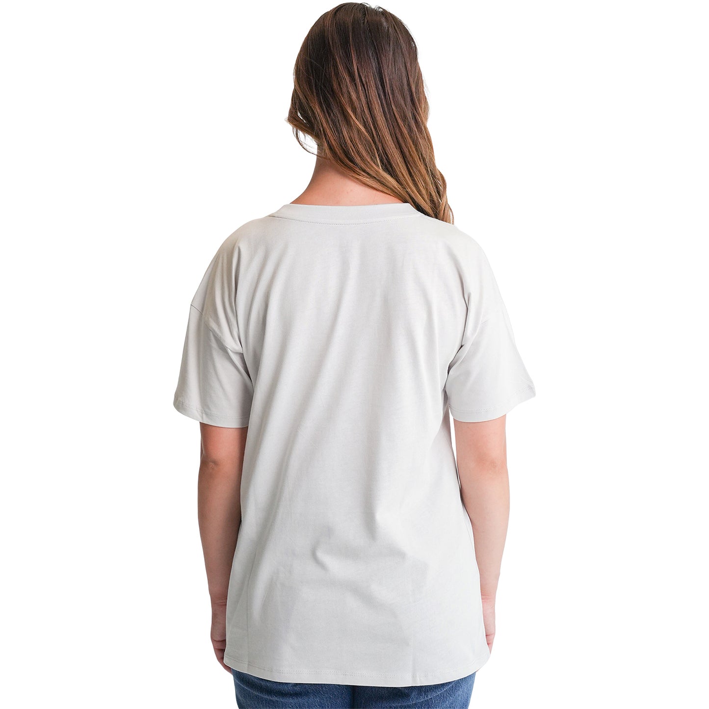 Michigan Panthers Lusso Women's Oversized T-Shirt In Grey - Back View
